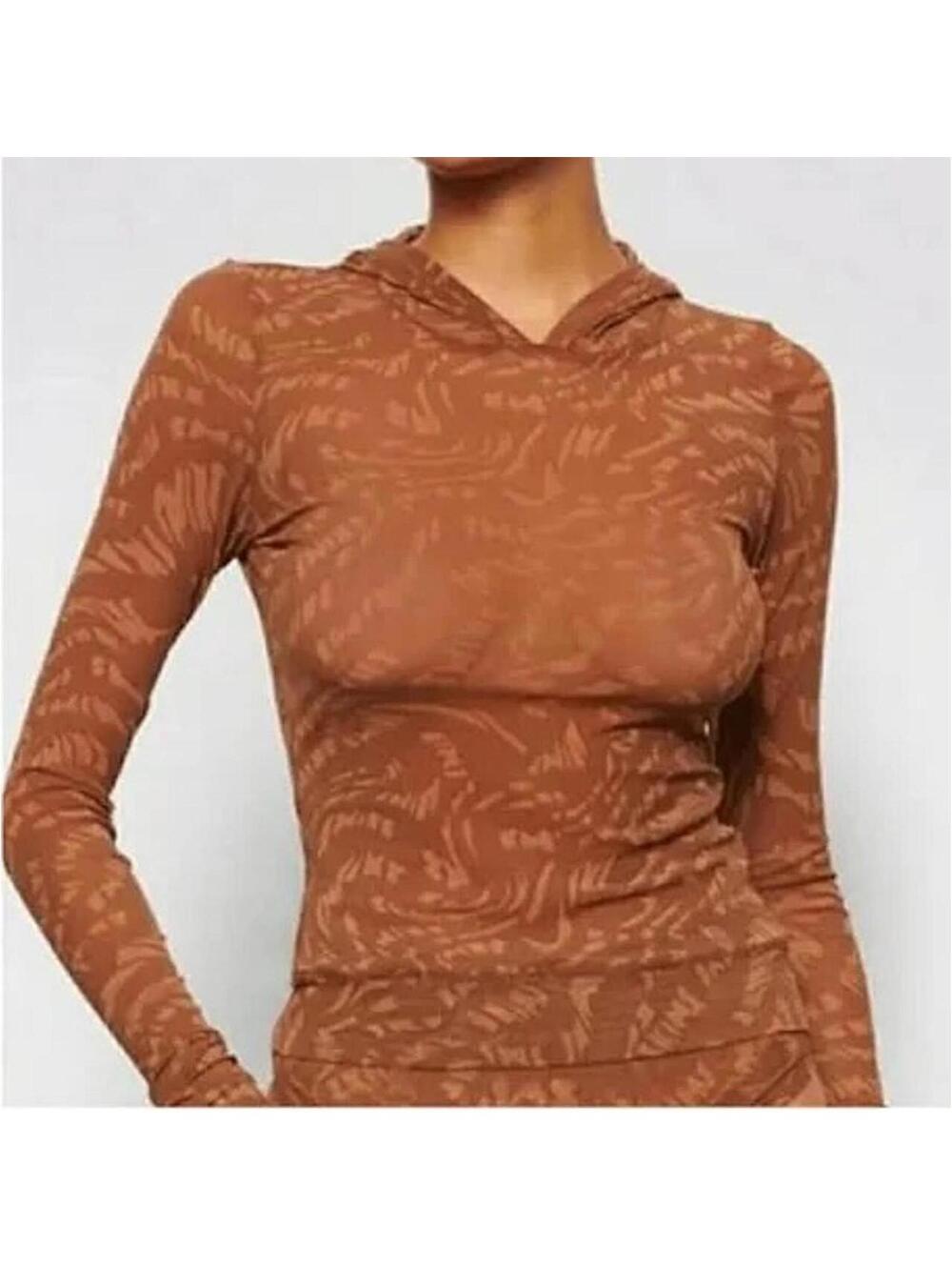 SKIMS Latte Swirl 3 Piece Set XXS Sheer Hoodie Bralette Shorts NWT Rare